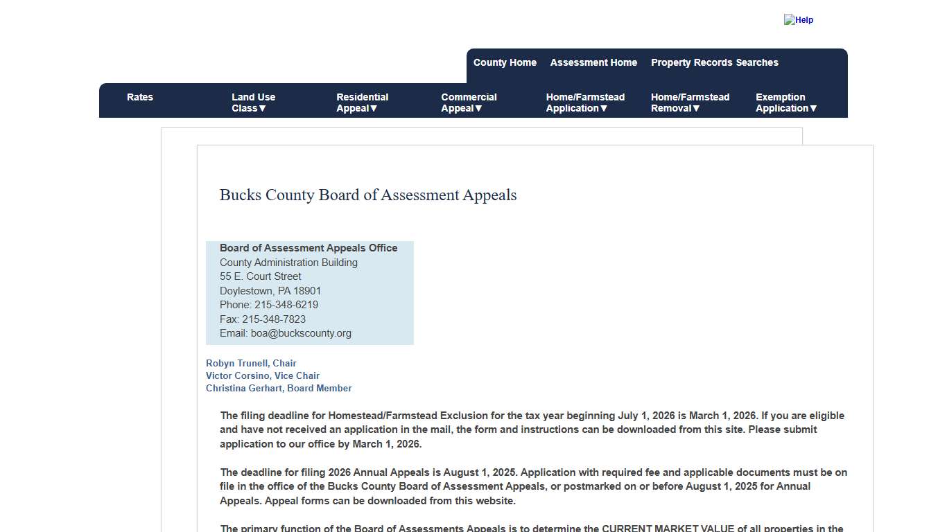 Bucks County, Pennsylvania | Board of Assessment